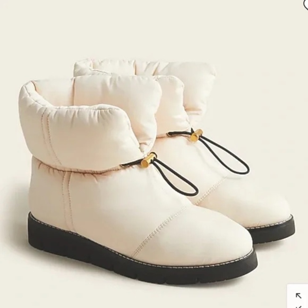 J Crew NEW ivory Elsa puffer boots sz 10 Primaloft